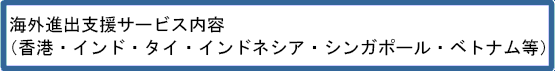 海外進出支援サービス内容(香港・中国・インド・ベトナム・タイ・シンガポール)